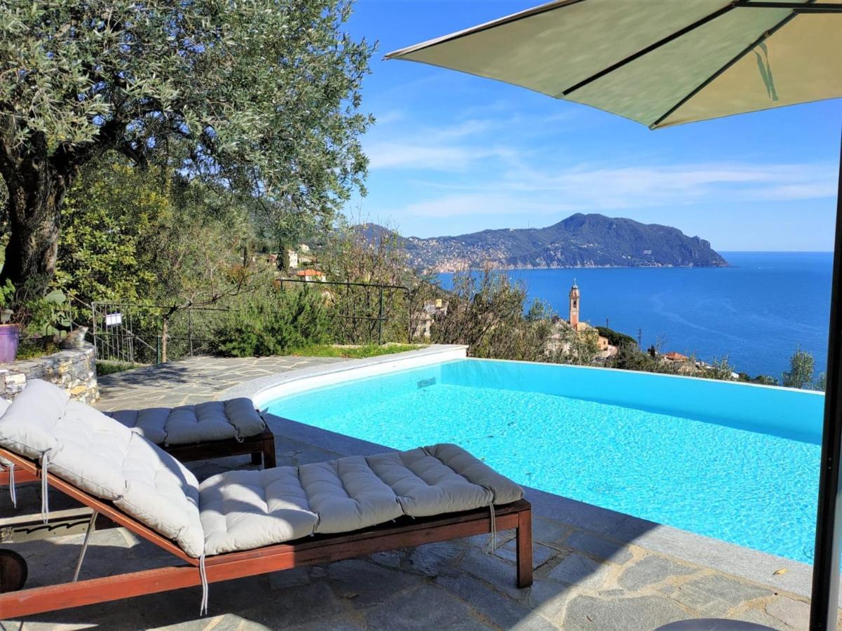 Ferienwohnung Casaviva - Ampio Trilocale Vista Mare Con Piscina - Pieve Alta Pieve Ligure Exterior foto