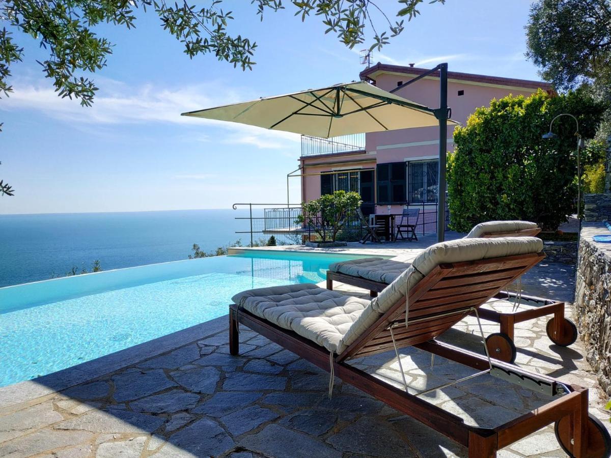 Ferienwohnung Casaviva - Ampio Trilocale Vista Mare Con Piscina - Pieve Alta Pieve Ligure Exterior foto